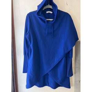 HOUNT Royal Blue Asymmetrical Hoodie Tunic Top Size M